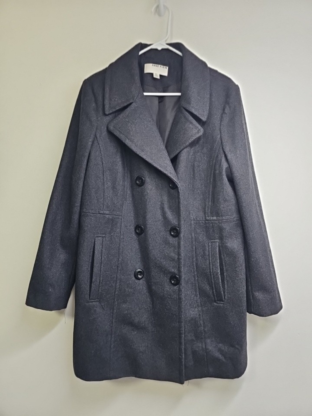 Anne Klein Black Double-Breasted Peacoat